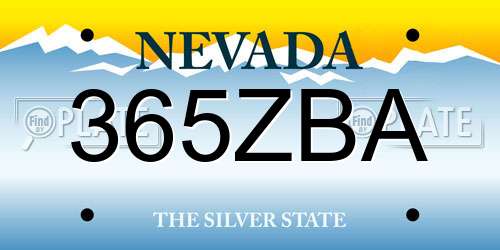 365ZBA Nevada License Plate