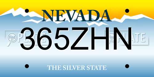 365ZHN Nevada License Plate