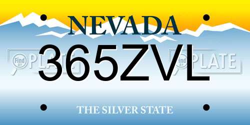 365ZVL Nevada License Plate
