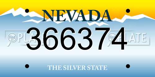 366374 Nevada License Plate