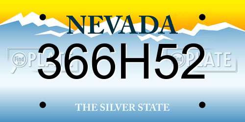 366H52 Nevada License Plate