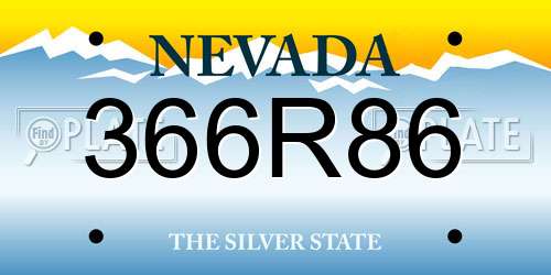 366R86 Nevada License Plate