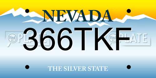 366TKF Nevada License Plate