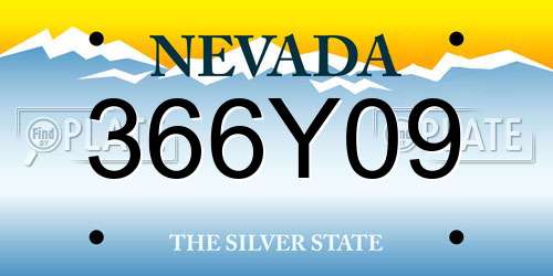366Y09 Nevada License Plate