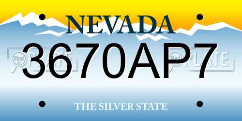 3670AP7 Nevada License Plate