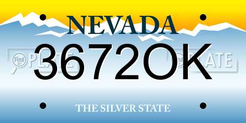 3672OK Nevada License Plate