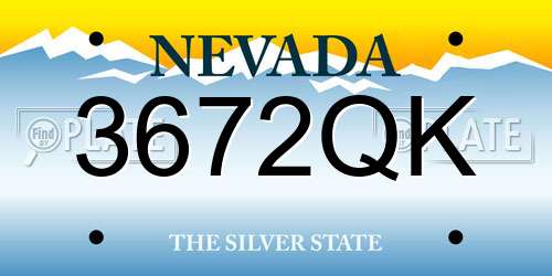 3672QK Nevada License Plate