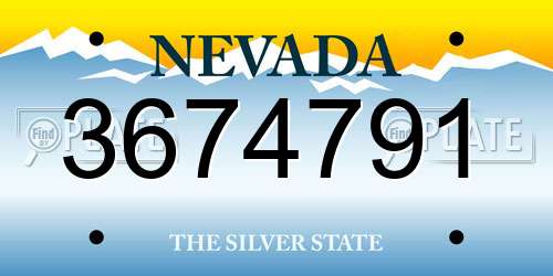 3674791 Nevada License Plate