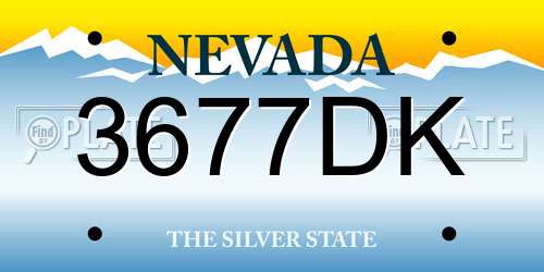 3677DK Nevada License Plate