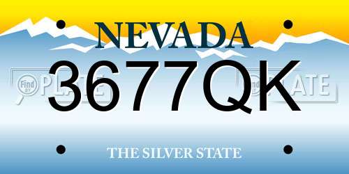 3677QK Nevada License Plate