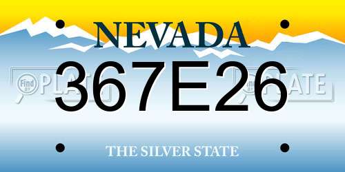 367E26 Nevada License Plate