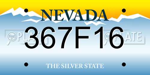 367F16 Nevada License Plate