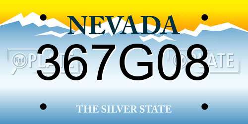 367G08 Nevada License Plate