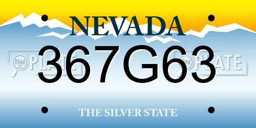 367G63 Nevada License Plate