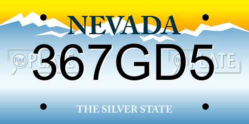 367GD5 Nevada License Plate