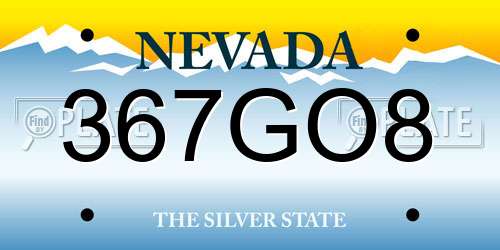 367GO8 Nevada License Plate