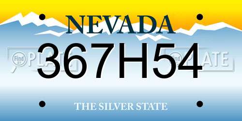 367H54 Nevada License Plate