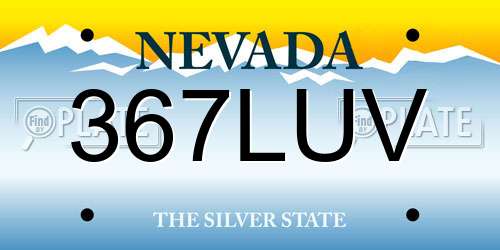 367LUV Nevada License Plate
