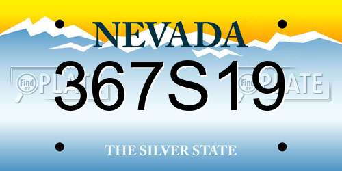 367S19 Nevada License Plate