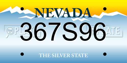 367S96 Nevada License Plate