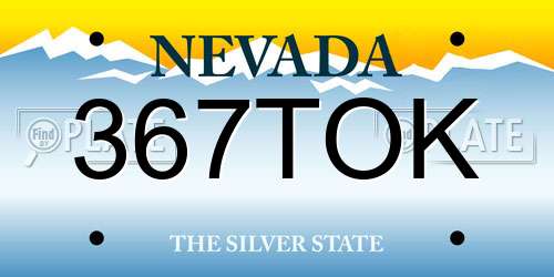 367TOK Nevada License Plate