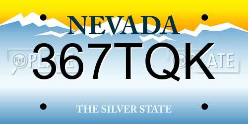 367TQK Nevada License Plate