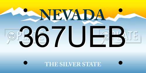 367UEB Nevada License Plate