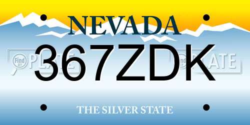 367ZDK Nevada License Plate