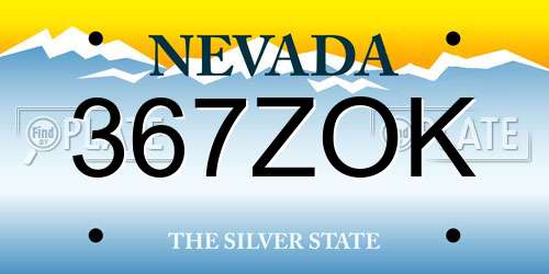 367ZOK Nevada License Plate