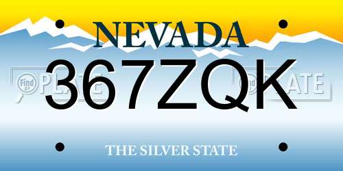 367ZQK Nevada License Plate