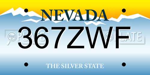367ZWF Nevada License Plate