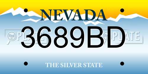 3689BD Nevada License Plate