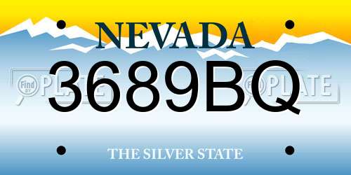 3689BQ Nevada License Plate