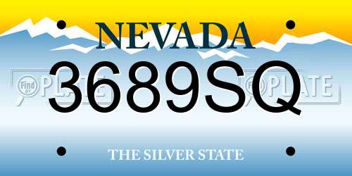 3689SQ Nevada License Plate