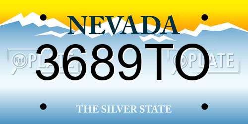 3689TO Nevada License Plate