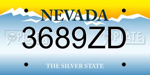 3689ZD Nevada License Plate