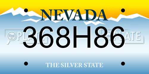 368H86 Nevada License Plate
