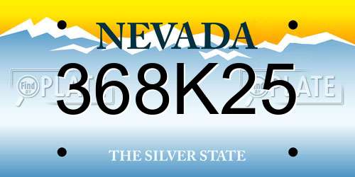 368K25 Nevada License Plate