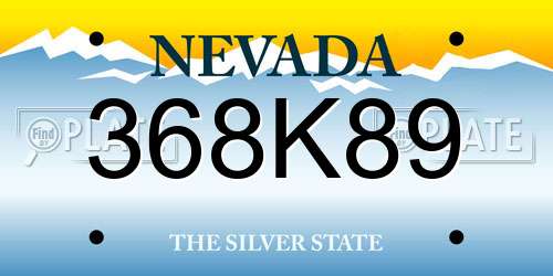 368K89 Nevada License Plate