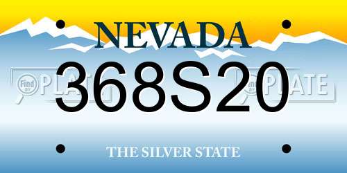 368S20 Nevada License Plate