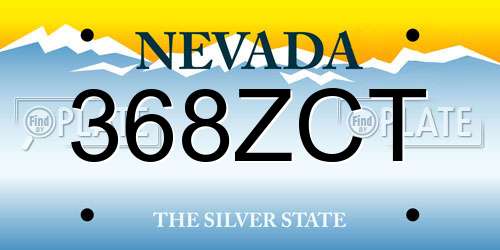 368ZCT Nevada License Plate