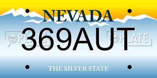369AUT Nevada License Plate