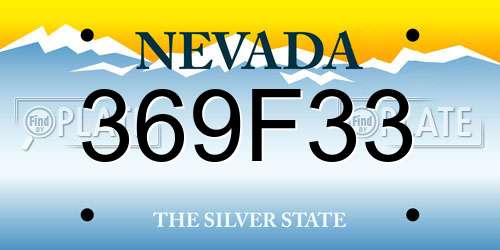 369F33 Nevada License Plate