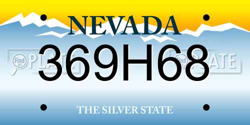 369H68 Nevada License Plate