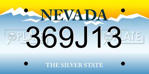 369J13 Nevada License Plate