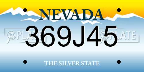 369J45 Nevada License Plate