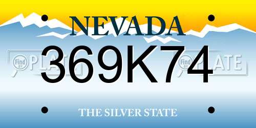 369K74 Nevada License Plate
