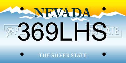 369LHS Nevada License Plate