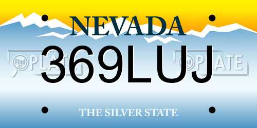 369LUJ Nevada License Plate