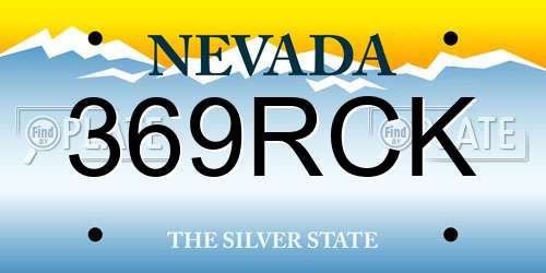 369RCK Nevada License Plate